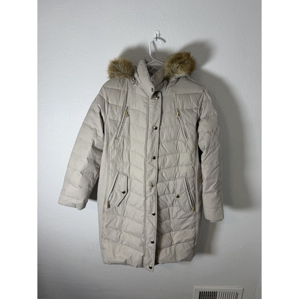 Michael Kors Women's Grey Faux Fur Hooded Puffer‎ Coat Sz Plus XL